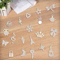 40Pcs 20 Styles Alloy Pendants with Rhinestone&nbsp;FIND-BM0001-36