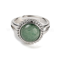 Natural Green Aventurine Round Adjustable Rings&nbsp;RJEW-K271-02P-05