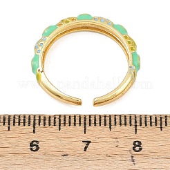 Brass Micro Pave Cubic Zirconia Open Cuff Rings for Women&nbsp;RJEW-K305-03E-G
