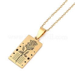12 Constellation Stainless Steel Tarot Card Engraved Pendant Cable Chain Necklaces&nbsp;PW-WG94DCE-11