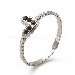 Rhinestone Heart Open Cuff Ring&nbsp;RJEW-K237-02P