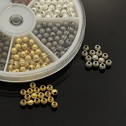 1Box Brass Textured Round Spacer Beads&nbsp;KK-X0055-NF