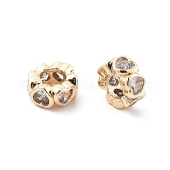 Brass Micro Pave Clear Cubic Zirconia Rondelle European Beads&nbsp;KK-R216-20KCG