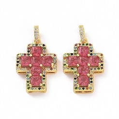 Brass Micro Pave Clear Cubic Zirconia Pendants&nbsp;ZIRC-F135-24G-A