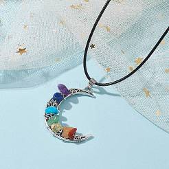 Tibetan Style Alloy Moon Pendant Necklace&nbsp;NJEW-JN04607-01