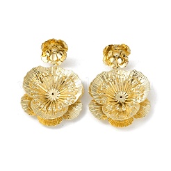 Flower Brass Stud Earrings&nbsp;EJEW-K257-07G