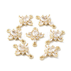 Brass Pave Clear Cubic Zirconia Connector Charms&nbsp;KK-G462-04KCG