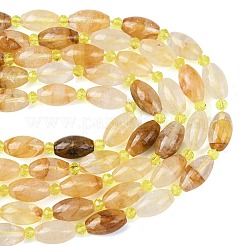 Natural Yellow Natural Yellow Hematoid Quartz/Golden Healer Quartz Beads Strands&nbsp;G-G453-C04-8x13mm