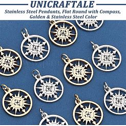 12pcs 2 Colors 304 Stainless Steel Pendants&nbsp;STAS-UN0038-92