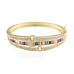 Cubic Zirconia Triple Layer Belt Buckle Hinged Bangle&nbsp;BJEW-N014-018