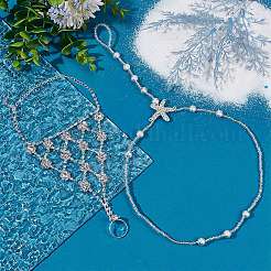 4Pcs 2 Styles Alloy Clear Rhinestone Anklets for Women&nbsp;AJEW-BBC0002-39