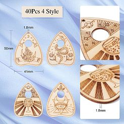 40Pcs 4 Styles Unfinished Wood Planchettes&nbsp;WOOD-CJ0001-76