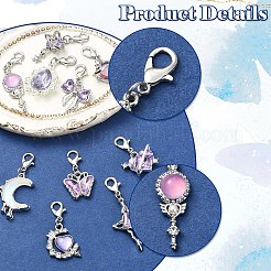 10Pcs 10 Styles Star Moon Butterfly Teardrop Alloy & Resin Pendant Decorations&nbsp;HJEW-YW00569