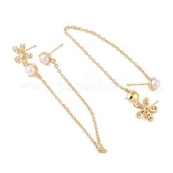 Rack Plating Brass Micro Pave Clear Cubic Zirconia Stud Earrings for Women&nbsp;EJEW-G394-20G