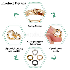 24Pcs 4 Colors Alloy Spring Gate Rings&nbsp;FIND-HS0001-26A