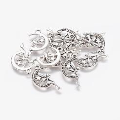 Tibetan Style Alloy Moon with Fairy Pendants&nbsp;TIBEP-Q043-031-RS