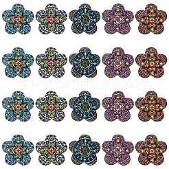 30Pcs 5 Colors Printed Natural Basswood Pendants&nbsp;WOOD-CJ0001-86