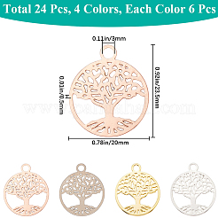 24Pcs 4 Colors Brass Filigree Pendants&nbsp;KK-CN0002-01
