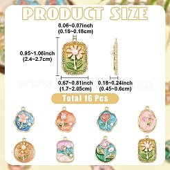 16Pcs 8 Styles Rack Plating Alloy Enamel and ABS Imitation Pearl Pendants&nbsp;ENAM-YW0009-13