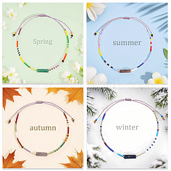 4Pcs Bohemian Style Adjustable Glass Seed Bead Braided Bracelets for Women Casual and Office Wear&nbsp;IO2936