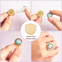 DIY Flat Round Blank Dome Cuff Ring Making Kit&nbsp;DIY-DC0001-65