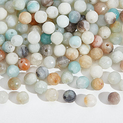 2 Strands Natural Frosted Flower Amazonite Round Beads Strands&nbsp;G-NB0004-44