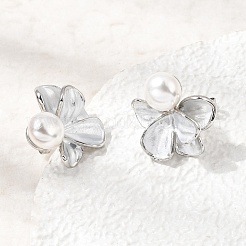 Brass Enamel Stud Earrings&nbsp;KK-CBAB173-02C-P