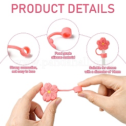 11Pcs 11 Colors Flower Silicone Straw Cap&nbsp;SIL-CJ0002-80