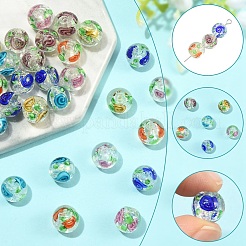30Pcs 6 Colors Handmade Foil Lampwork Beads&nbsp;FOIL-YW0001-04