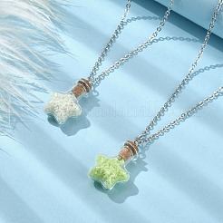 2Pcs 2 Color Luminous Glass Star Bottle Pendant Necklace&nbsp;NJEW-JN04522