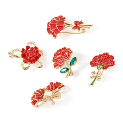 5Pcs 5 Styles Flower Enamel Pins&nbsp;JEWB-TA0001-35