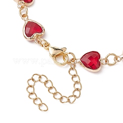 Heart K9 Glass & 304 Stainless Steel Link Bracelets for Women&nbsp;BJEW-JB10612