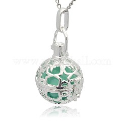 Silver Color Plated Brass Hollow Round Cage Pendants&nbsp;KK-J226-09S
