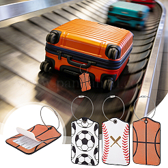 6Pcs Soccer Basketball Baseball PU Leather Luggage Tags with Metal Loops&nbsp;AJEW-GA0011-21