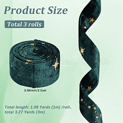 3M Double Sided Star Gold Stamping Flannelette Ribbons for Sewing Craft&nbsp;SRIB-GF0001-55B