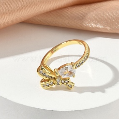 Brass Micro Pave Cubic Zirconia Cuff Open Rings&nbsp;RJEW-C163-17G
