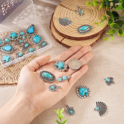 24Pcs 12 Styles Synthetic Turquoise Pendants&nbsp;FIND-TA0001-79