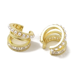 Rack Plating Brass Pave Clear Cubic Zirconia 3-Strand Cuff Earrings for Women&nbsp;EJEW-P280-04G