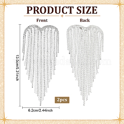 2Pcs Heart Tassel Alloy Rhinestone Lapel Pins for Clothes&nbsp;JEWB-NB0001-30S
