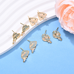 8Pcs 4 Styles Brass Micro Pave Cubic Zirconia Stud Earring Findings&nbsp;KK-YW0003-14