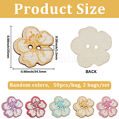 2 Bags Printed Wooden Buttons&nbsp;BUTT-GF0004-13