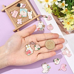 15Pcs 15 Styles Valentine's Day Theme Alloy Enamel Pendants&nbsp;ENAM-YW0008-43
