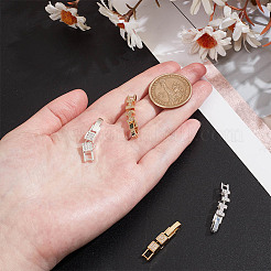 8Pcs 4 Styles Brass Micro Pave Clear Cubic Zirconia Fold Over Clasps&nbsp;KK-AR0004-76