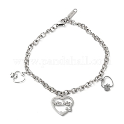 Mother's Day 304 Stainless Steel Charm Bracelets&nbsp;BJEW-A036-03P