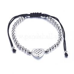Adjustable Brass Braided Beaded Bracelets&nbsp;BJEW-F282-28P-RS