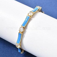 Brass Micro Pave Clear Cubic Zirconia Link Chain Bracelets for Women&nbsp;BJEW-H639-04G