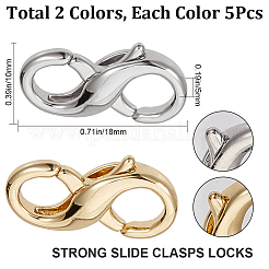 10Pcs 2 Colors Brass Double Opening Lobster Claw Clasps&nbsp;KK-CN0002-03