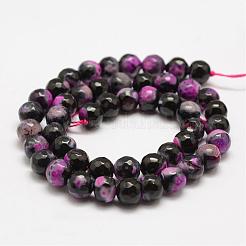 Faceted Natural Fire Crackle Agate Beads Strands&nbsp;G-F447-8mm-A10