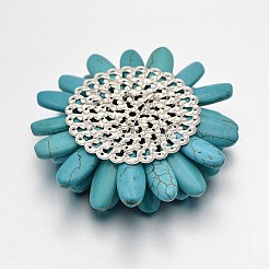 Dye Synthetic Turquoise Flower Cabochons&nbsp;G-N0036-07
