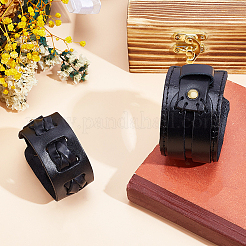 2Pcs 2 Styles Cowhide Cord Wide Cord Bracelets&nbsp;BJEW-CL0001-38A